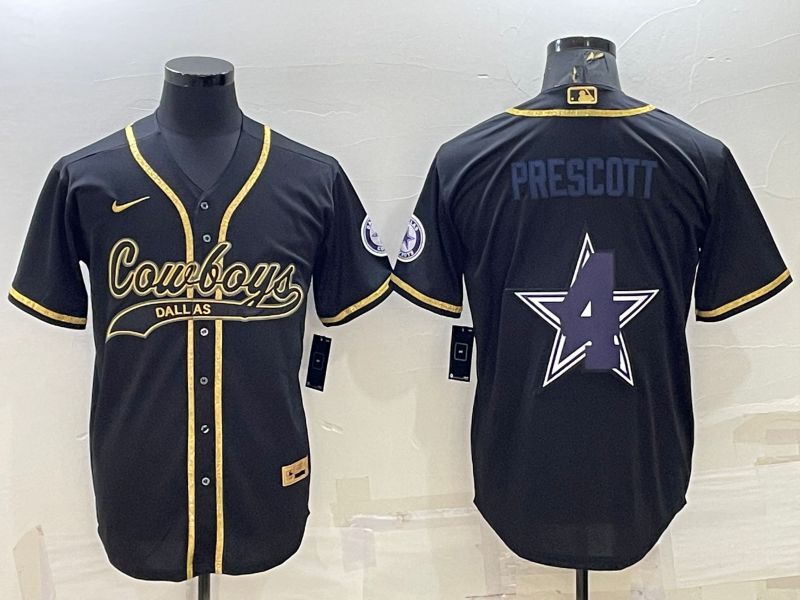 Men Dallas Cowboys 4 Prescott Black Gold 2022 Nike Co branded NFL Jersey